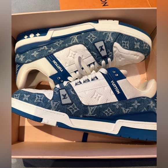 Louis Vuitton Trainers, Blue, Size 13, Like New with Box - Picture 6 of 11